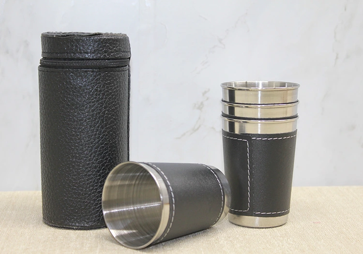 Derili Kılıflı 4'lü Shot Bardak ( Lisinya ) Derili Kılıflı 4'lü Shot Bardak ( Lisinya )