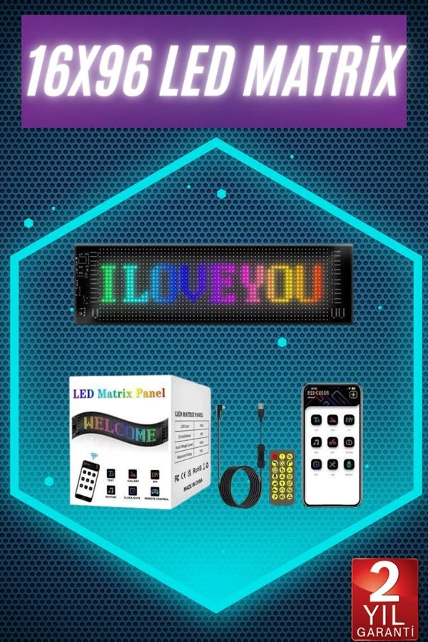 Digital Araba Yazısı Ekran Matrix En Büyük Boy Matrix Led Panel 19*96 Pıxel ( Lisinya )