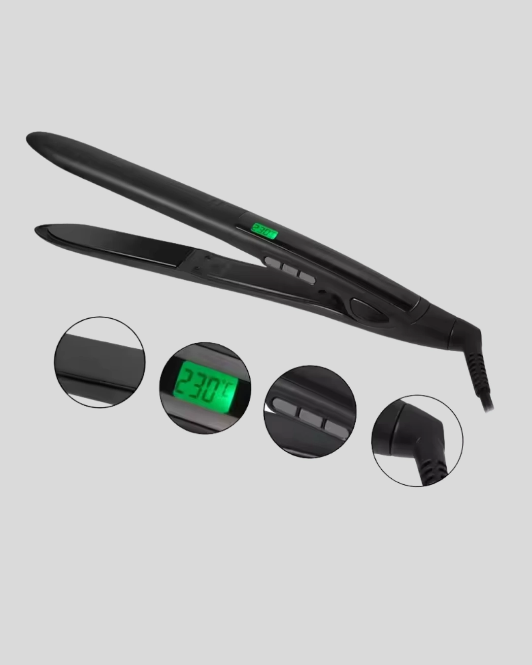 Dijital Ekranlı Isı Ayarlı Saç Düzleştirici –  Titanyum Plaka, Seyahat Dostu Tasarım ( Lisinya )