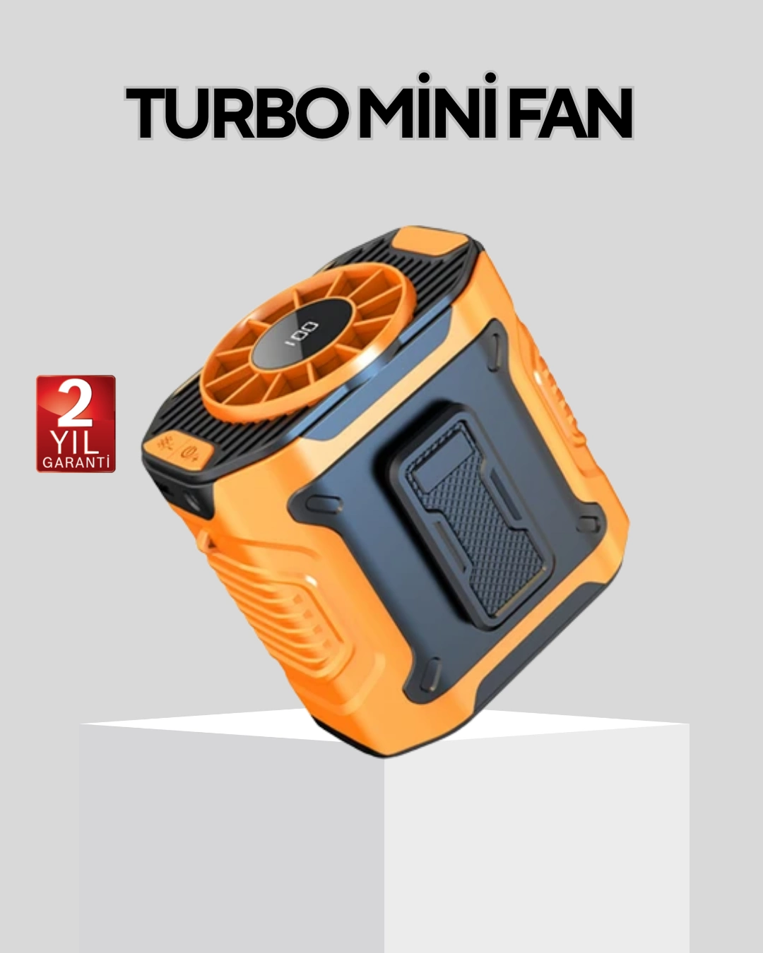Dijital Ekranlı Turbo Mini Fan – 3 Kademeli Hız, Sessiz Çalışma Ve Type-c Şarj ( Lisinya )