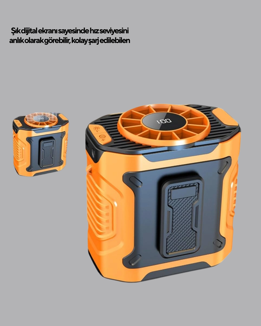 Dijital Ekranlı Turbo Mini Fan – 3 Kademeli Hız, Sessiz Çalışma Ve Type-c Şarj ( Lisinya )