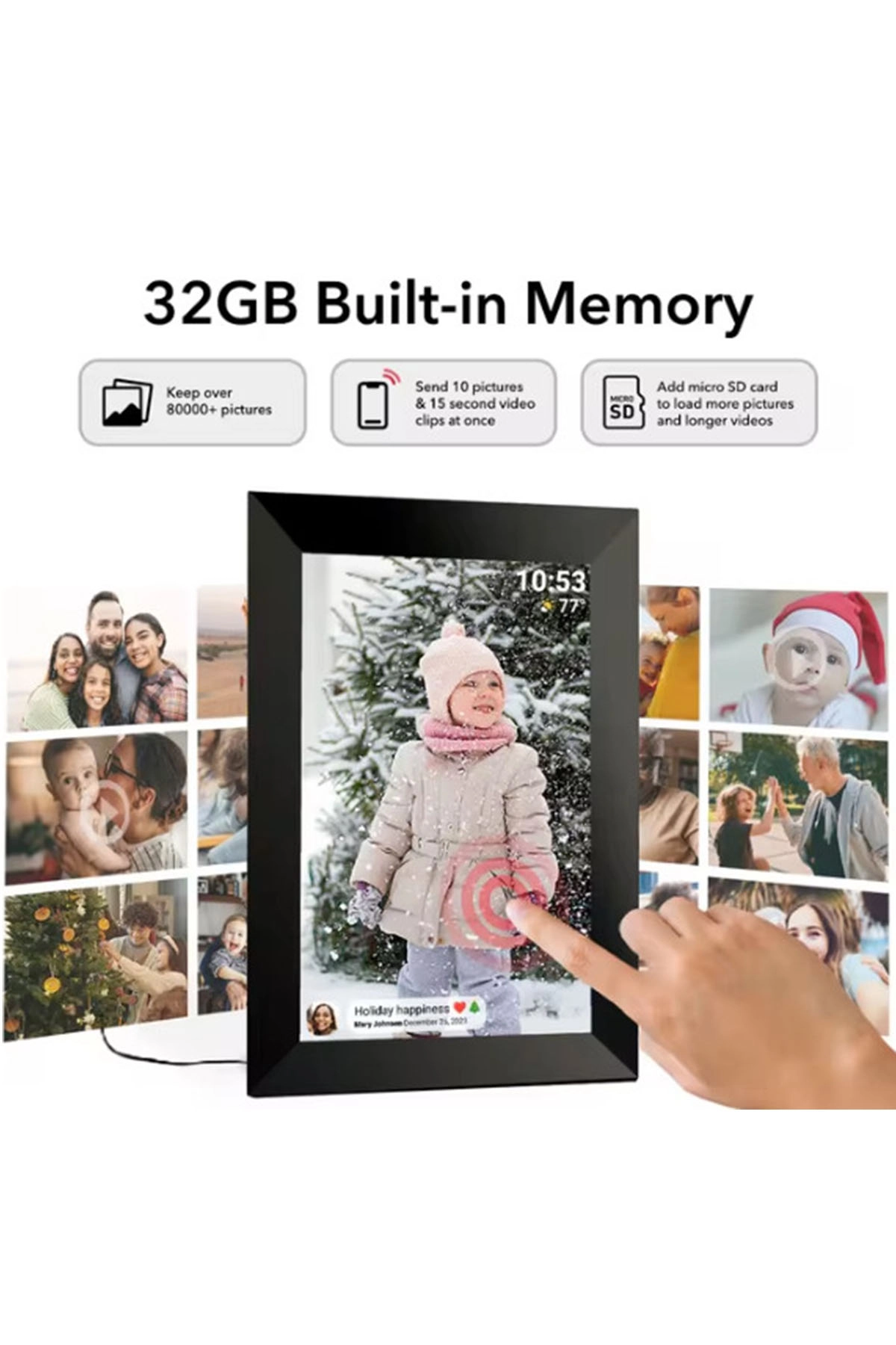 Dijital Fotoğraf Çerçevesi Kablosuz 10.1 İnç 32gb Dokunmatik Ekran, Uygulama Üzerinden Fotoğraf/video Paylaşımı ( Lisinya )