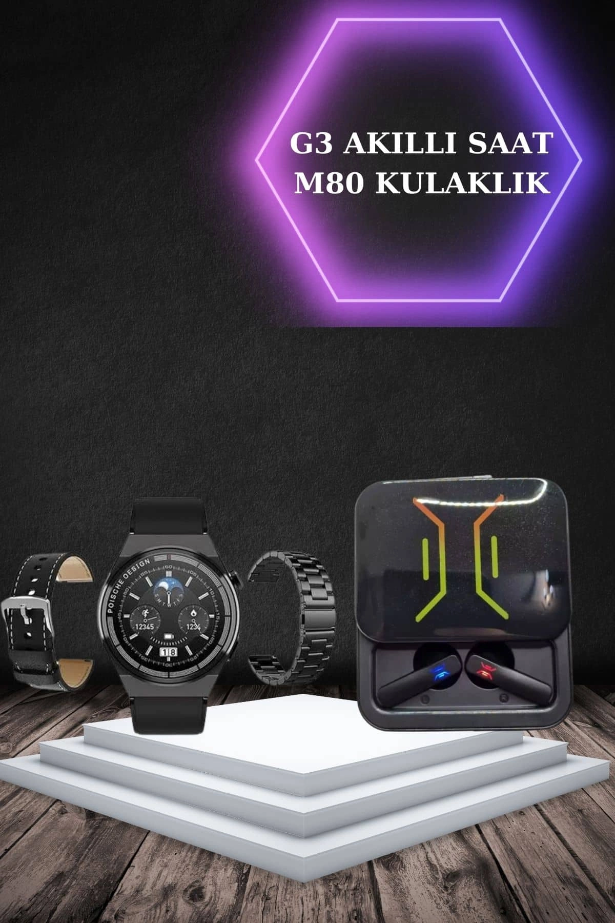 Dijital Göstergeli Bluetooth Kulaklık Ve Bildirim Görebilen Akıllı Saat Alarm Ve Titreşim ( Lisinya )