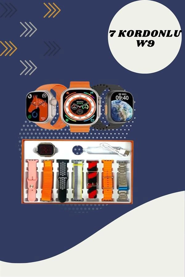 Dijital Göstergeli Powerbank Kablosuz Kulaklık Ve 7 Kordonlu Yeni Nesil Akıllı Saat Dokunmatik Kontrol ( Lisinya )