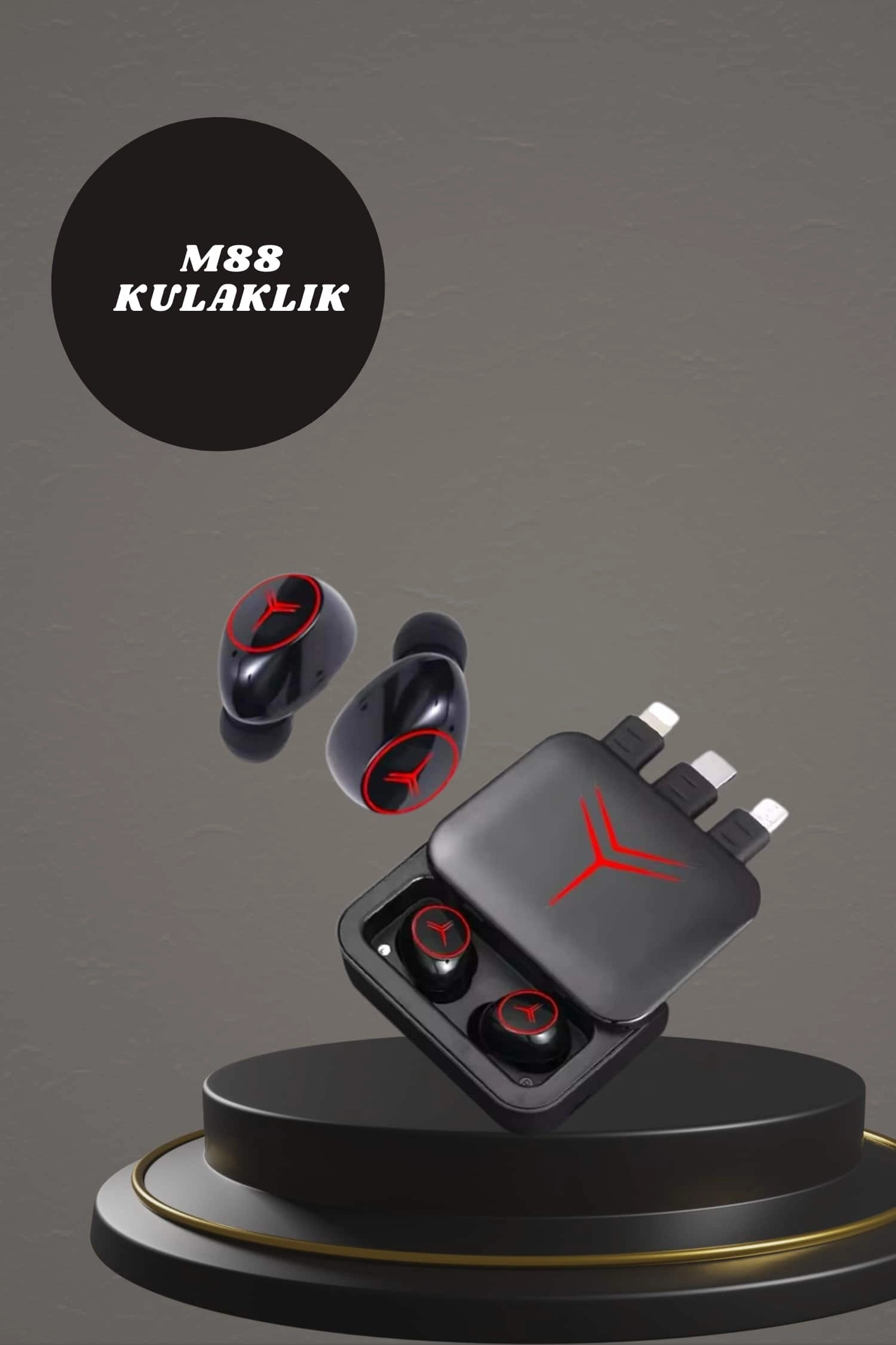 Dijital Göstergeli Powerbank Kablosuz Kulaklık Ve 7 Kordonlu Yeni Nesil Akıllı Saat Dokunmatik Kontrol ( Lisinya )