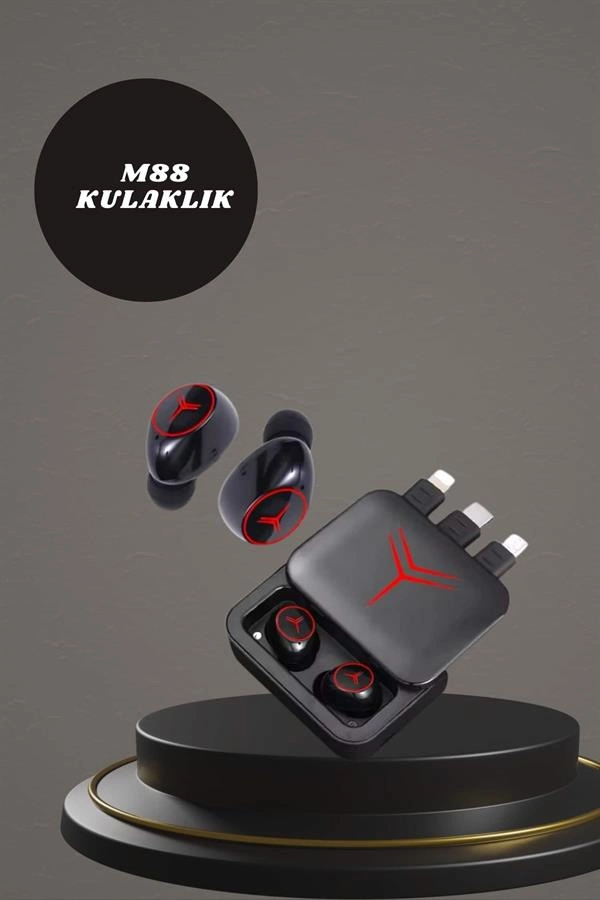 Dijital Göstergeli Powerbank Kablosuz Kulaklık Ve 7 Kordonlu Yeni Nesil Akıllı Saat Dokunmatik Kontrol ( Lisinya )