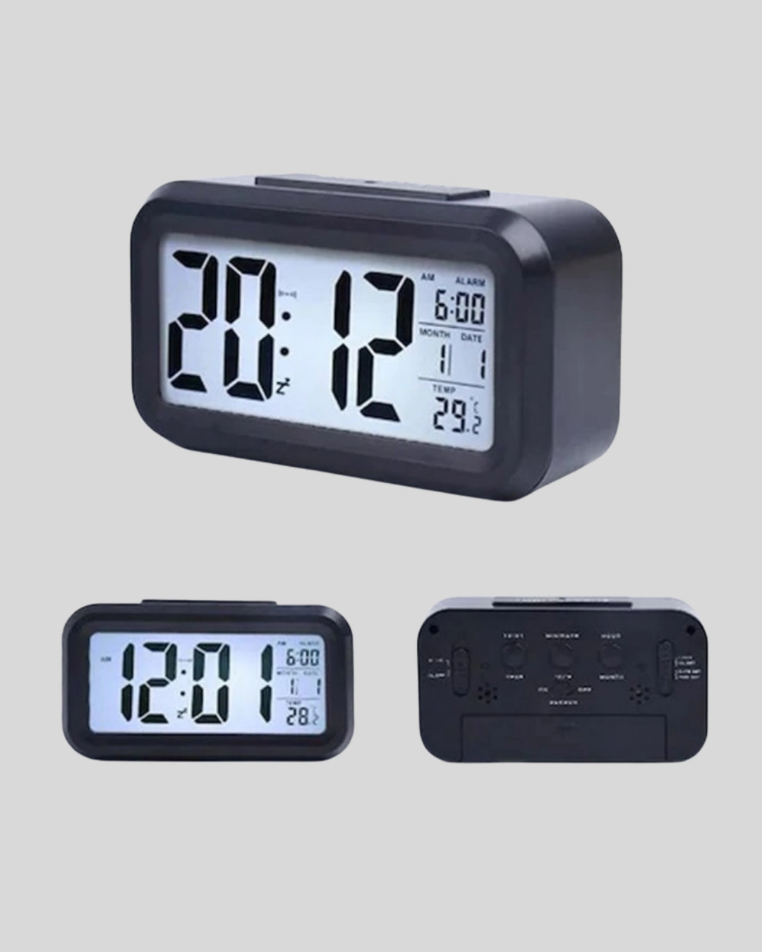 Dijital Masa Saati Sensörlü Aydınlatmalı Alarm Ve Sıcaklık Ölçerli ( Lisinya )