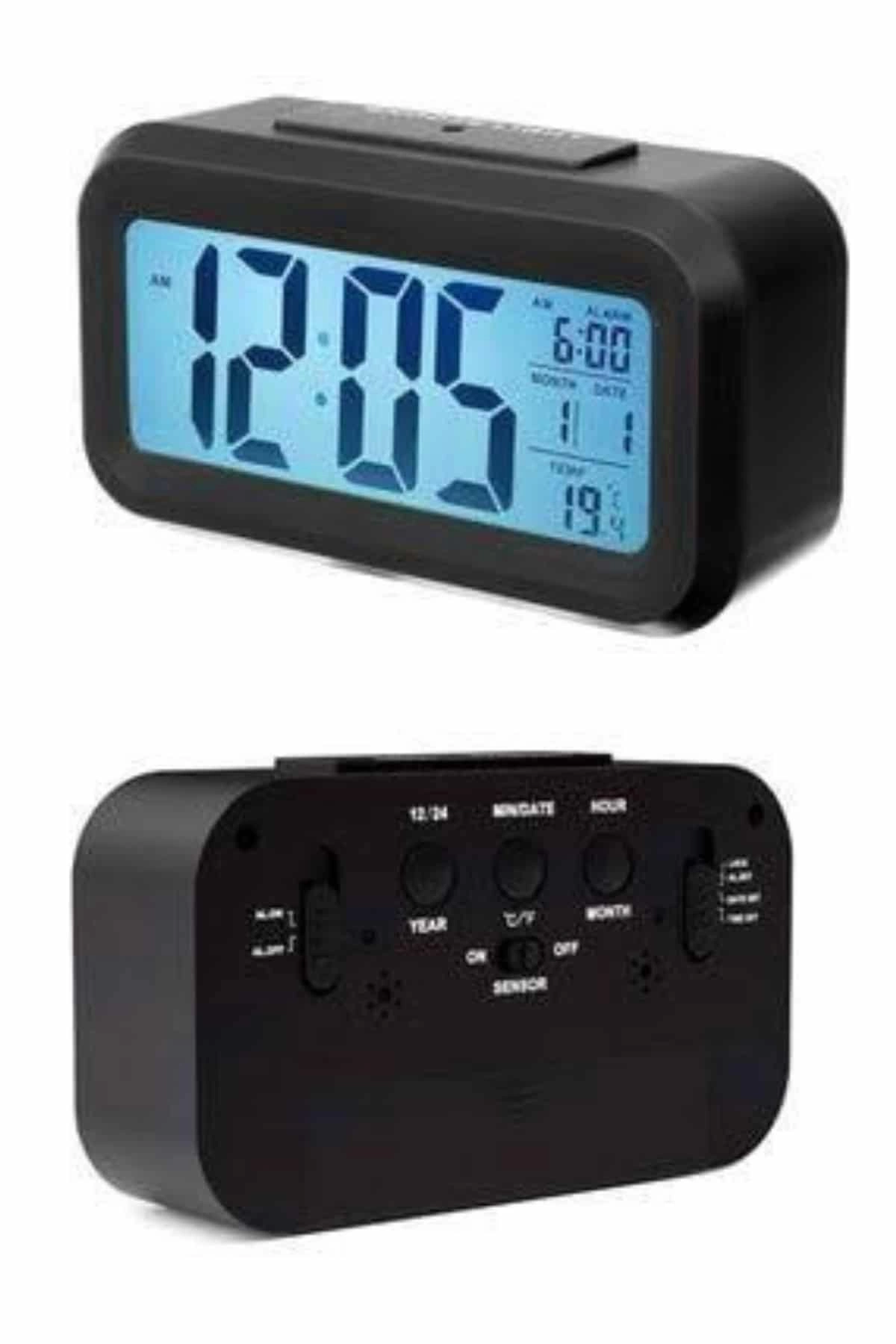 Dijital Masa Saati Takvim Çalar Saat Alarmlı Işıklı Led Ekran Pilli ( Lisinya )