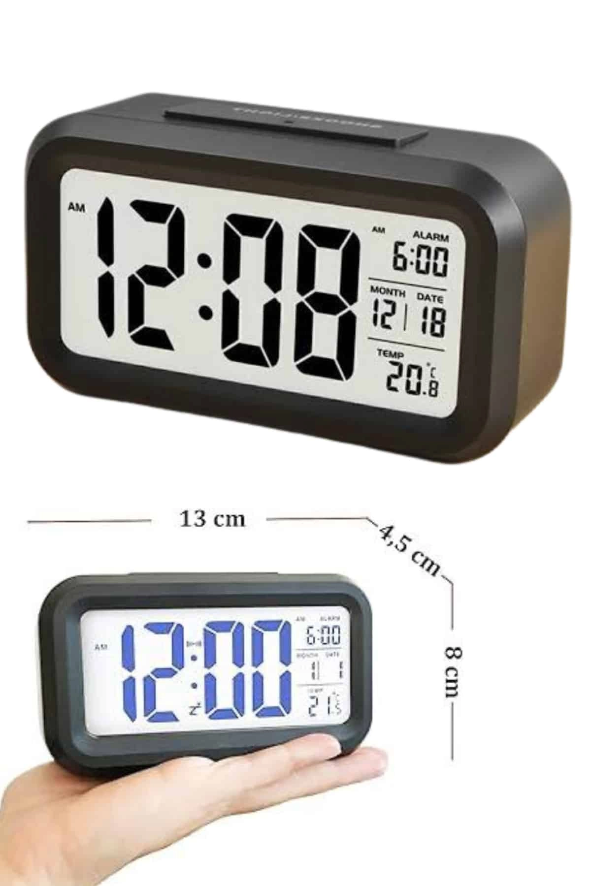 Dijital Masa Saati Termometre Takvim Led Ekran Pilli Ev Ofis Masası ( Lisinya )