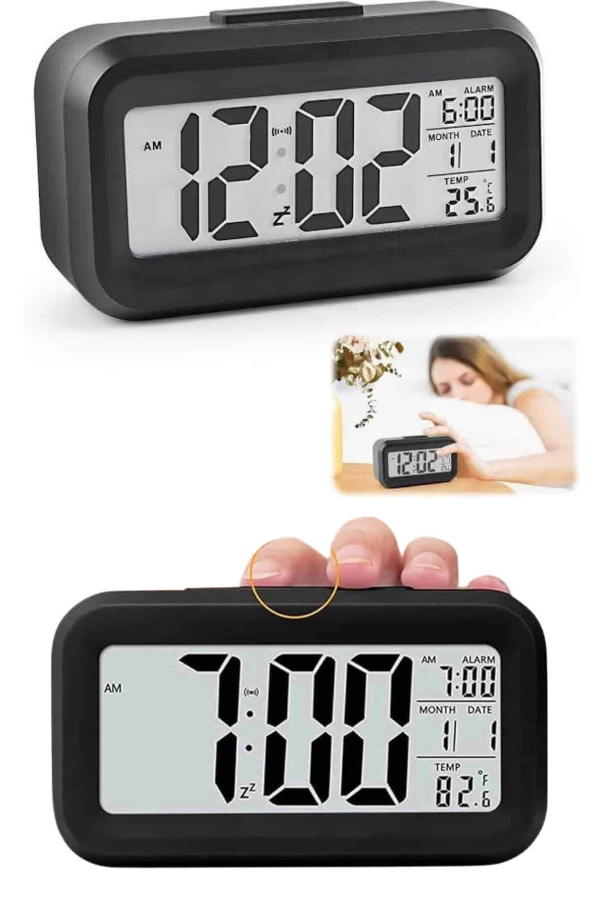 Dijital Masa Saati Termometre Takvim Led Ekran Pilli Ev Ofis Masası ( Lisinya )