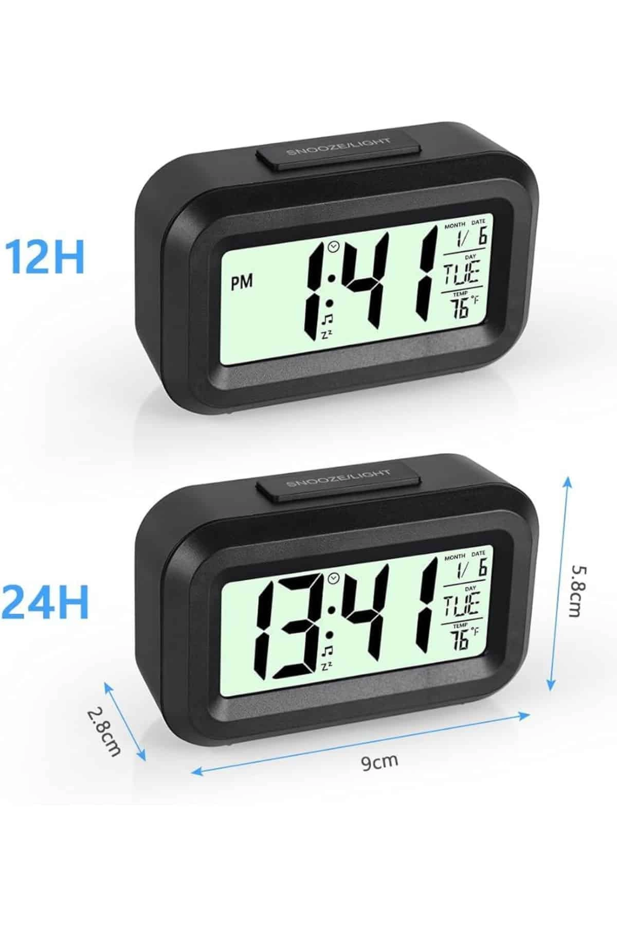 Dijital Masa Saati Termometreli Takvim Çalar Saat Led Ekran Pilli ( Lisinya )