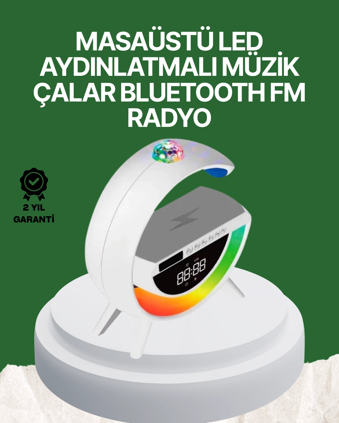 Dijital Saatli Kablosuz Şarj Destekli Rgb Led Işıklı Bluetooth Ses Sistemi ( Lisinya ) Dijital Saatli Kablosuz Şarj Destekli Rgb Led Işıklı Bluetooth Ses Sistemi ( Lisinya )