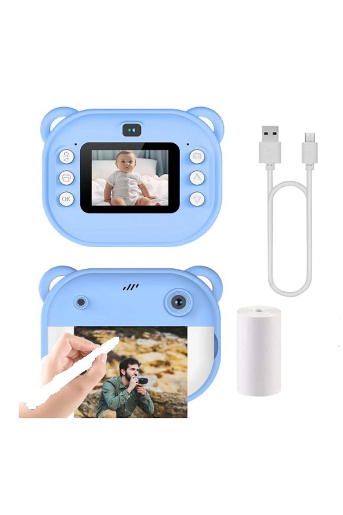 Dijital Video Kayıt Fotoğraf Çocuk Kamerası Anlık Termal Resim Kağıt Baskılı ( Lisinya )