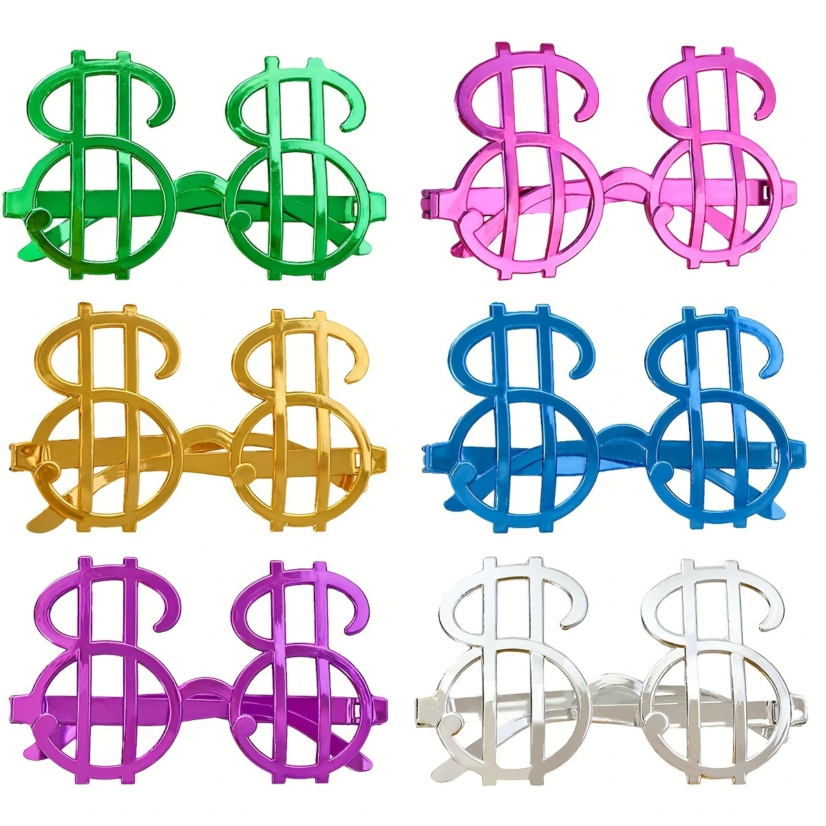 Dolar Şekilli Metalize Parti Gözlüğü 6 Adet ( Lisinya ) Dolar Şekilli Metalize Parti Gözlüğü 6 Adet ( Lisinya )