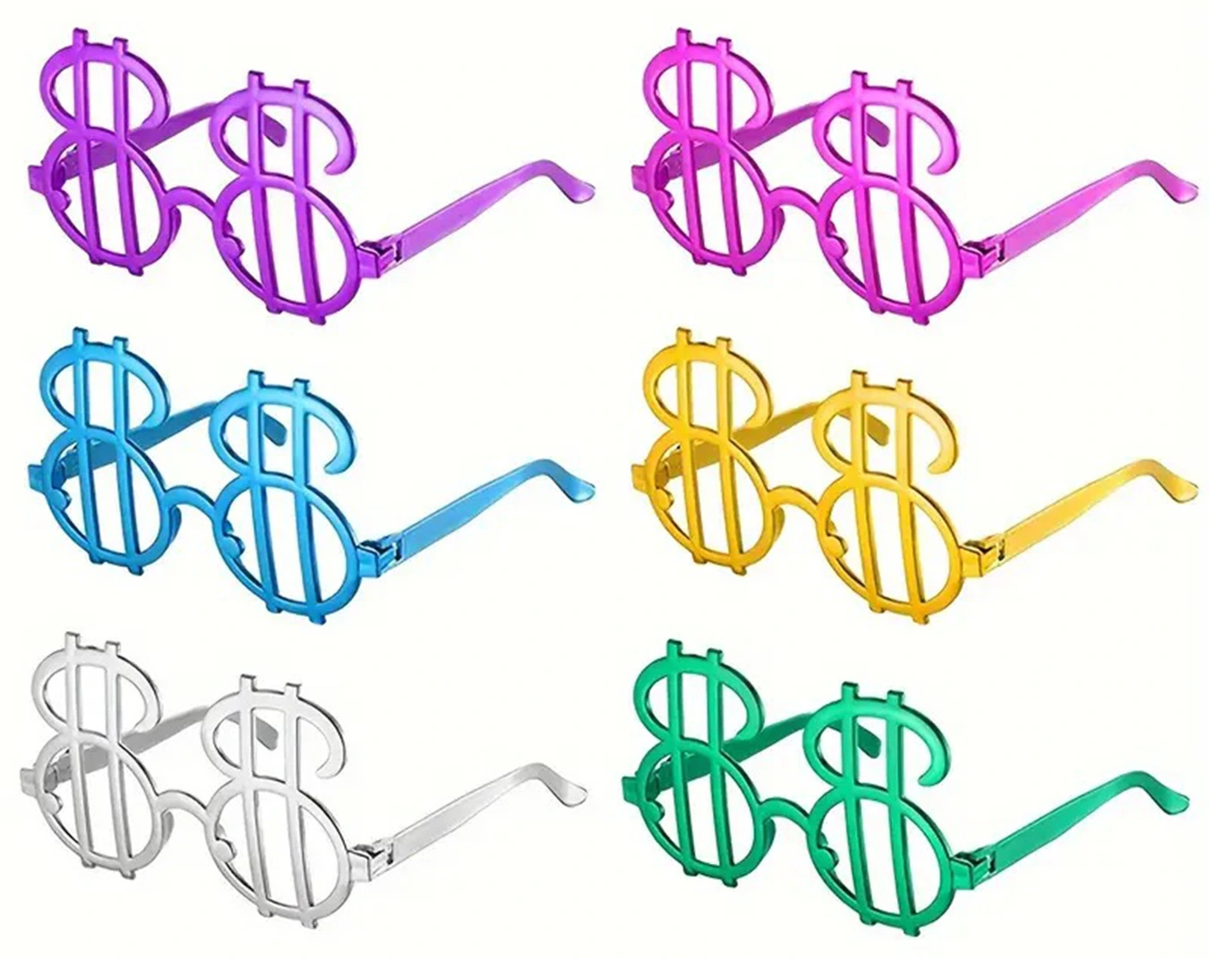 Dolar Şekilli Metalize Parti Gözlüğü 6 Adet ( Lisinya ) Dolar Şekilli Metalize Parti Gözlüğü 6 Adet ( Lisinya )