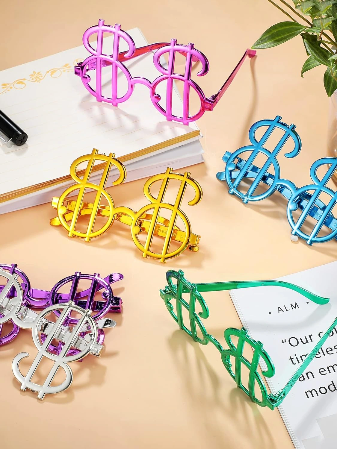 Dolar Şekilli Metalize Parti Gözlüğü 6 Adet ( Lisinya ) Dolar Şekilli Metalize Parti Gözlüğü 6 Adet ( Lisinya )