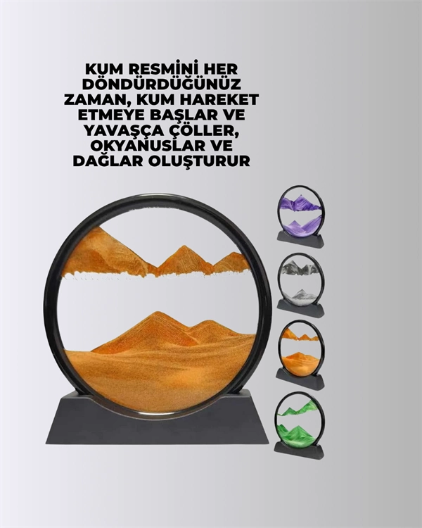 Döndürülebilir Dinamik Kum Tablosu – Stres Giderici, Yüksek Kaliteli Cam Ve Doğal Kum İle Sanatsal Masa Dekoru ( Lisinya )