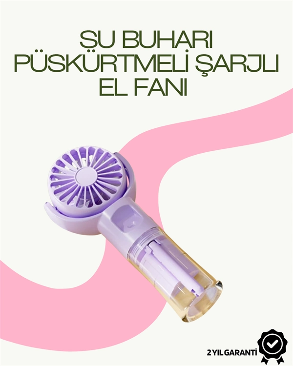 Dönen Su Sisli El Fanı – 4 Kademeli Rüzgar, Şeffaf Su Haznesi, Sessiz Çalışma ( Lisinya )