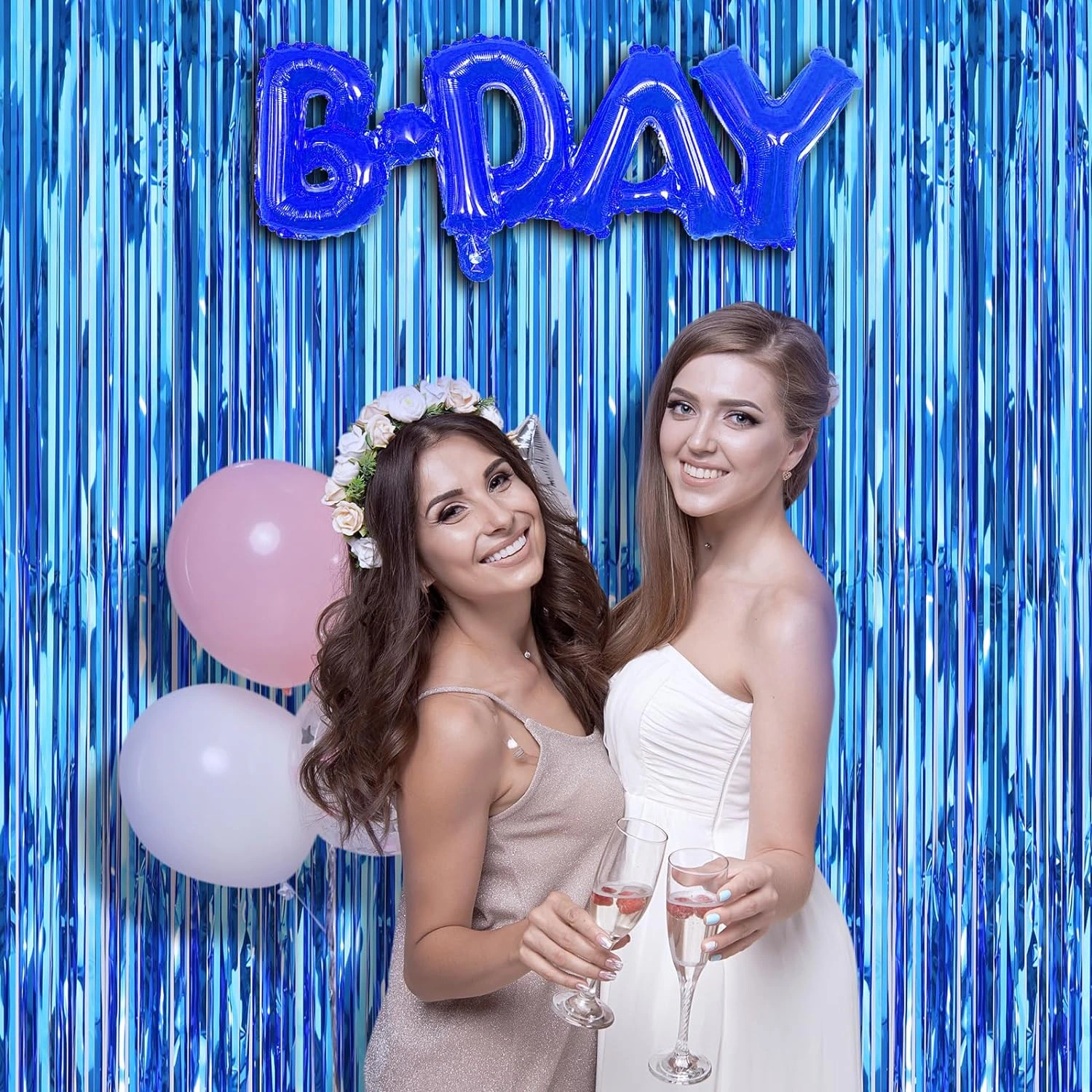 Ekstra Metalize Mavi Renk Saçaklı Arka Fon Perde 1x2 Metre ( Lisinya ) Ekstra Metalize Mavi Renk Saçaklı Arka Fon Perde 1x2 Metre ( Lisinya )