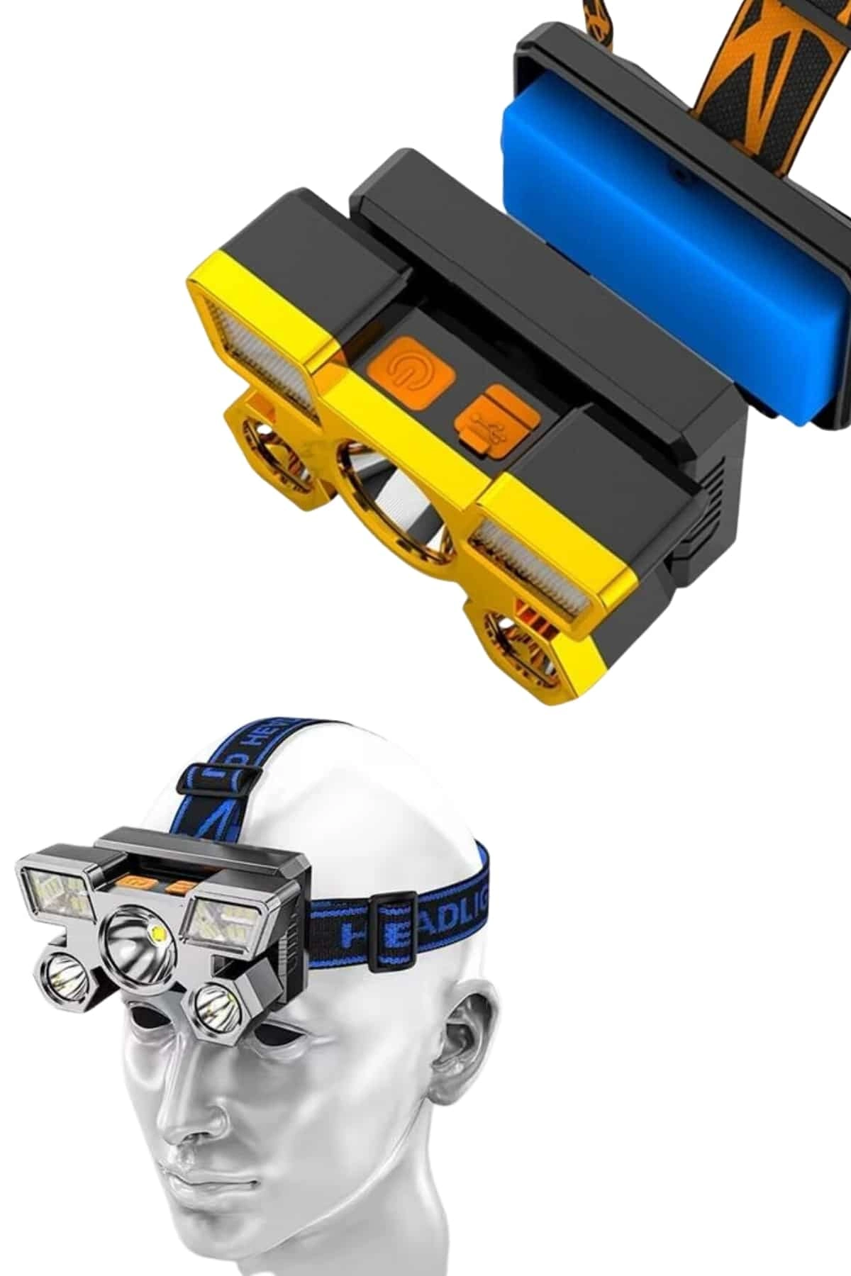 El Feneri Süper Kafa Lambası 4 Modlu 5 Led Kafa Feneri ( Lisinya )