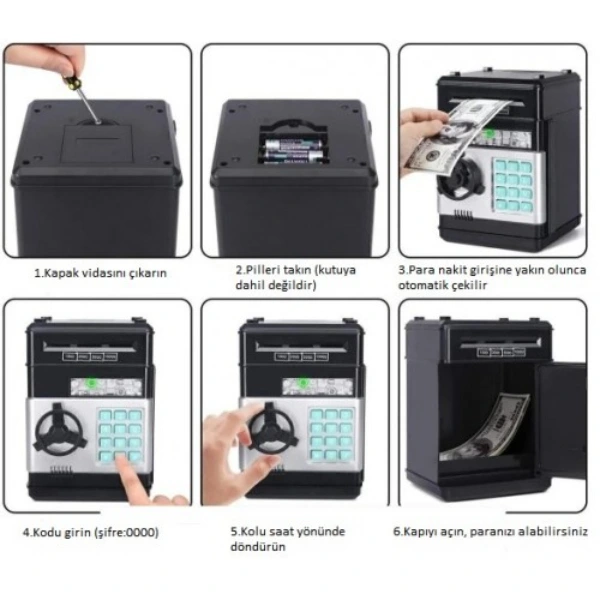 Elektronik Şifreli Kasa Otomatik Atm Kumbara ( Lisinya ) Elektronik Şifreli Kasa Otomatik Atm Kumbara ( Lisinya )