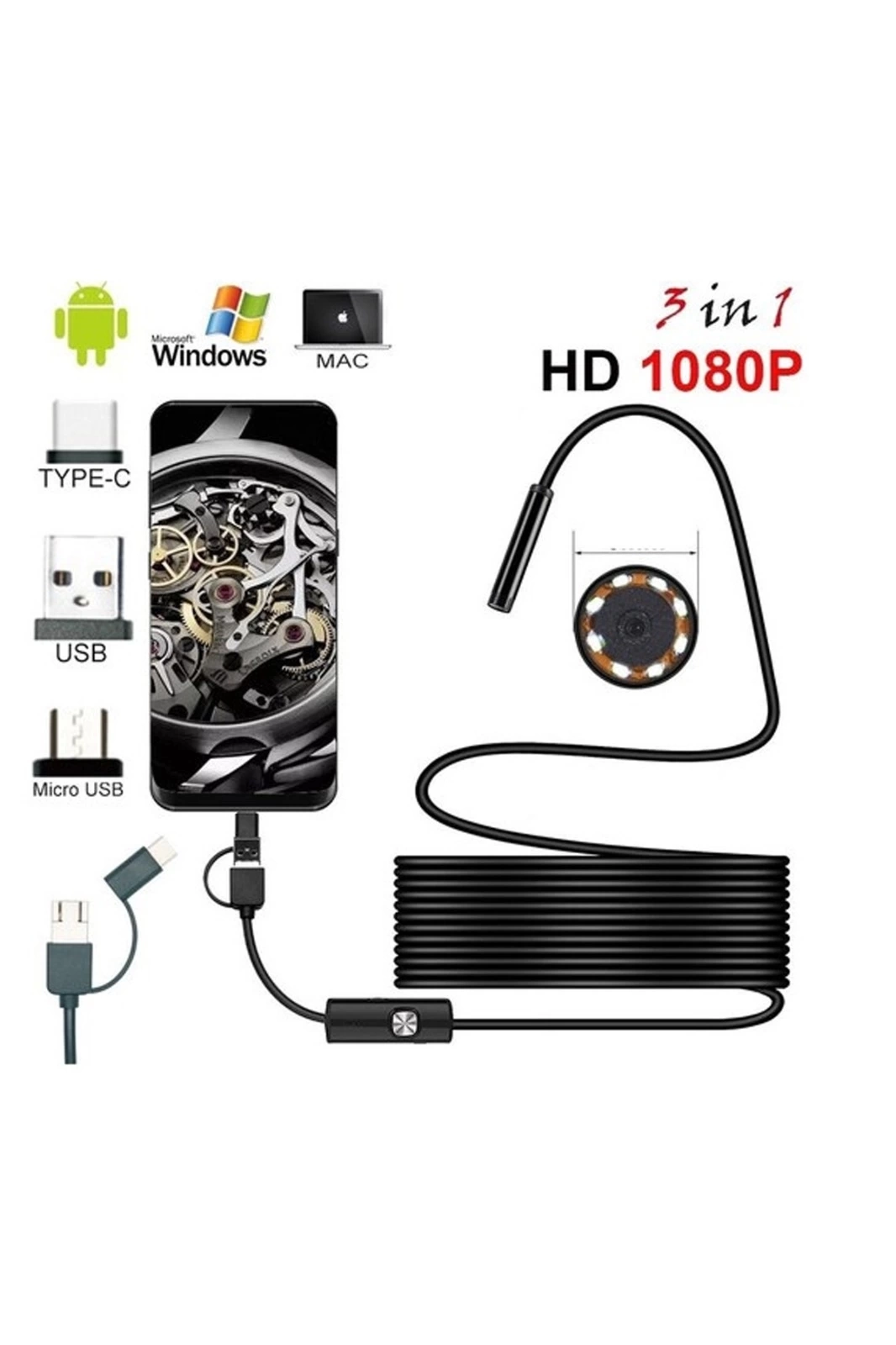 Endoskop 3 İn 1 Yılan Kamera Usb Micro Usb Type-c 20 Metre Sert Kablo ( Lisinya ) Endoskop 3 İn 1 Yılan Kamera Usb Micro Usb Type-c 20 Metre Sert Kablo ( Lisinya )