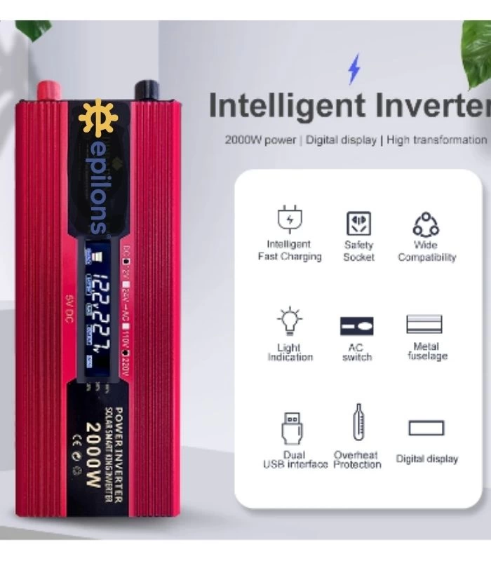 Lisinya 12v 2000w Modifiye Sınus İnverter 220v Dijital Göstergeli- Taşınabilir Güç Kaynağı ( Lisinya )