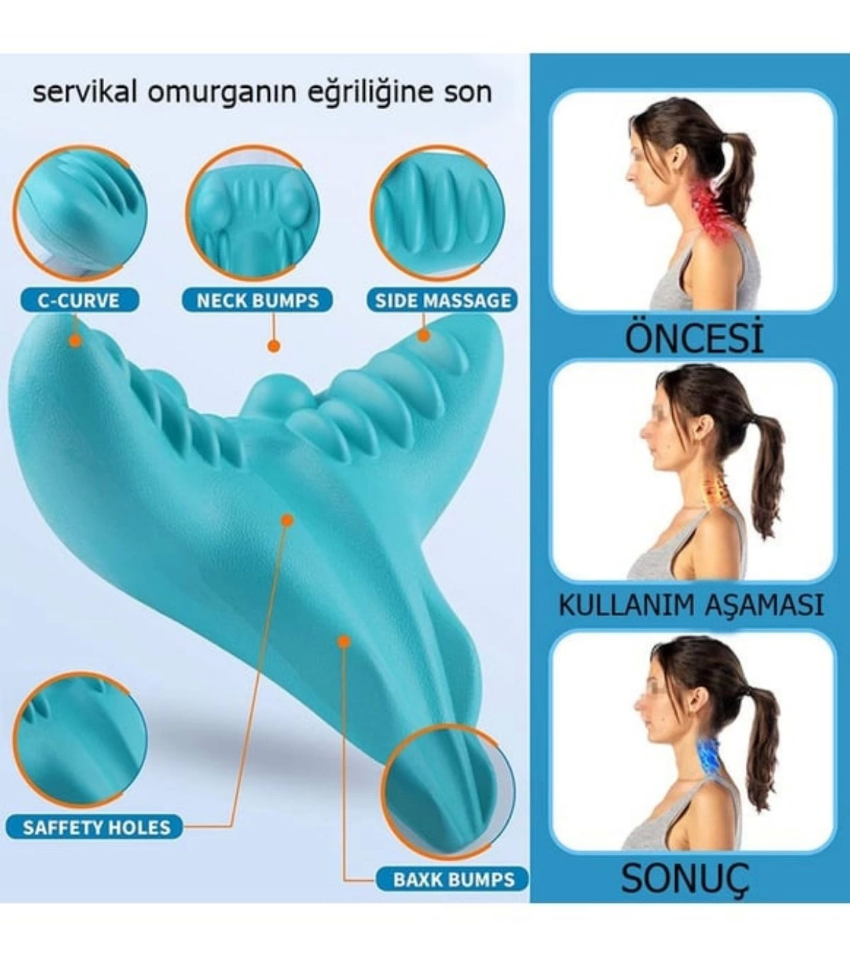 Kayropraktik Boyun Yastığı U Şekilli Masaj Destekli Ağrı Kesici Bellek Köpük Yastık ( Lisinya ) Kayropraktik Boyun Yastığı U Şekilli Masaj Destekli Ağrı Kesici Bellek Köpük Yastık ( Lisinya )
