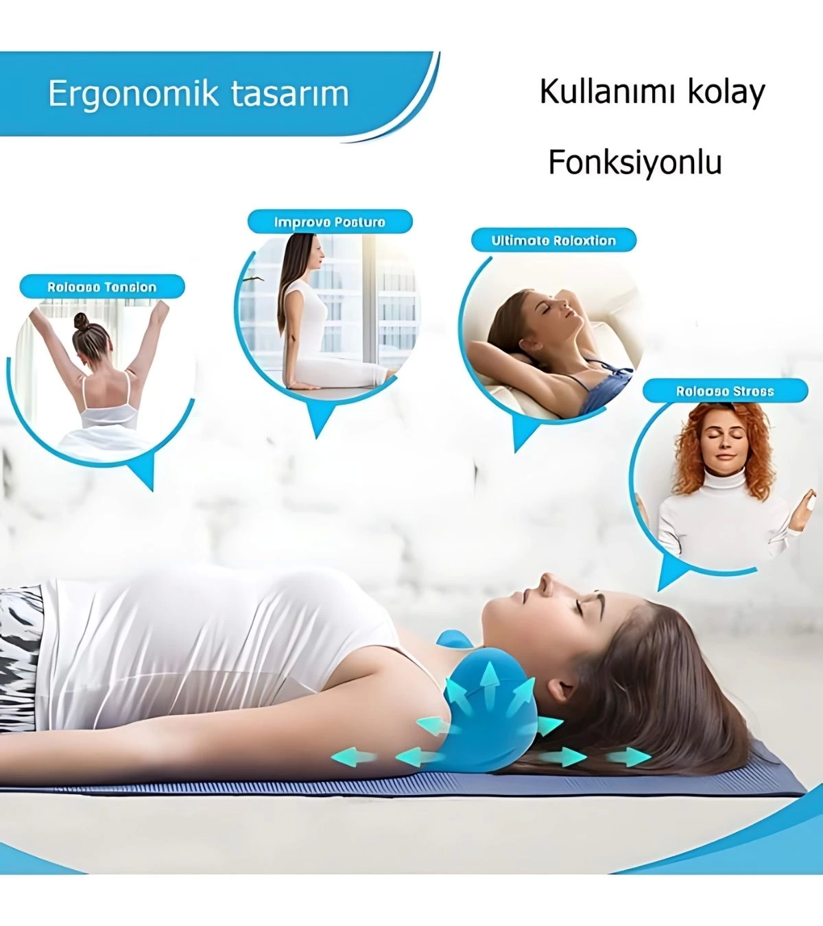 Kayropraktik Boyun Yastığı U Şekilli Masaj Destekli Ağrı Kesici Bellek Köpük Yastık ( Lisinya ) Kayropraktik Boyun Yastığı U Şekilli Masaj Destekli Ağrı Kesici Bellek Köpük Yastık ( Lisinya )