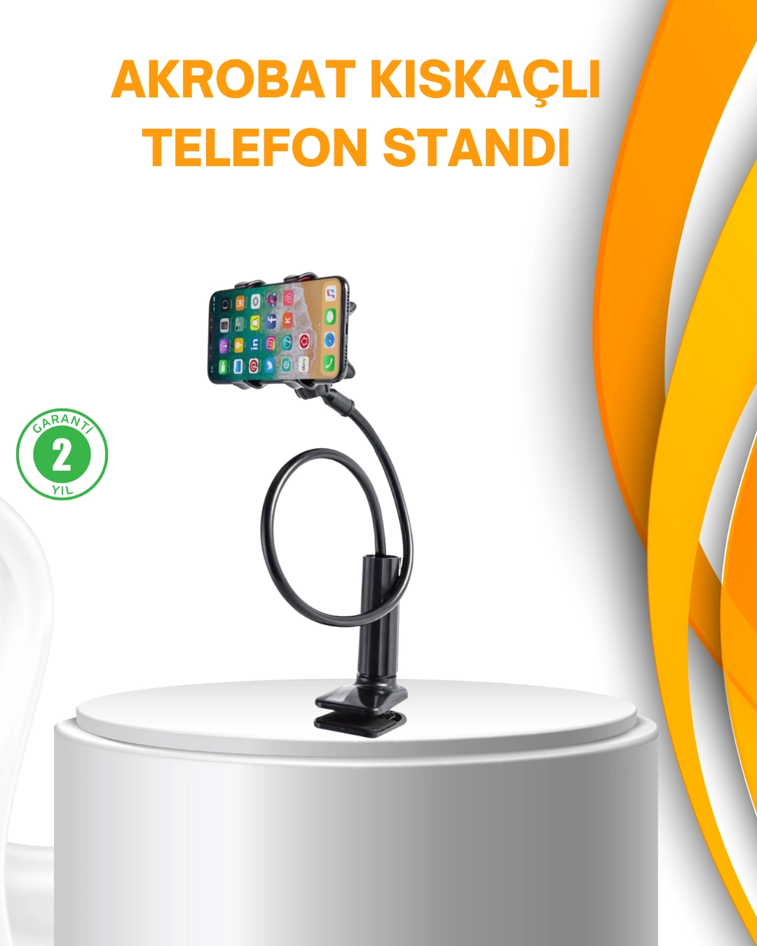 Esnek Gövdeli Mandallı Masaüstü Telefon Tutucu ( Lisinya ) Esnek Gövdeli Mandallı Masaüstü Telefon Tutucu ( Lisinya )