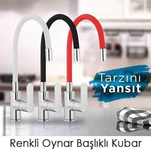 Esnek Kıvrılabilir Renkli Silikon Oynar Başlıklı Musluk Bataryası Başlığı Kubar ( Lisinya ) Esnek Kıvrılabilir Renkli Silikon Oynar Başlıklı Musluk Bataryası Başlığı Kubar ( Lisinya )