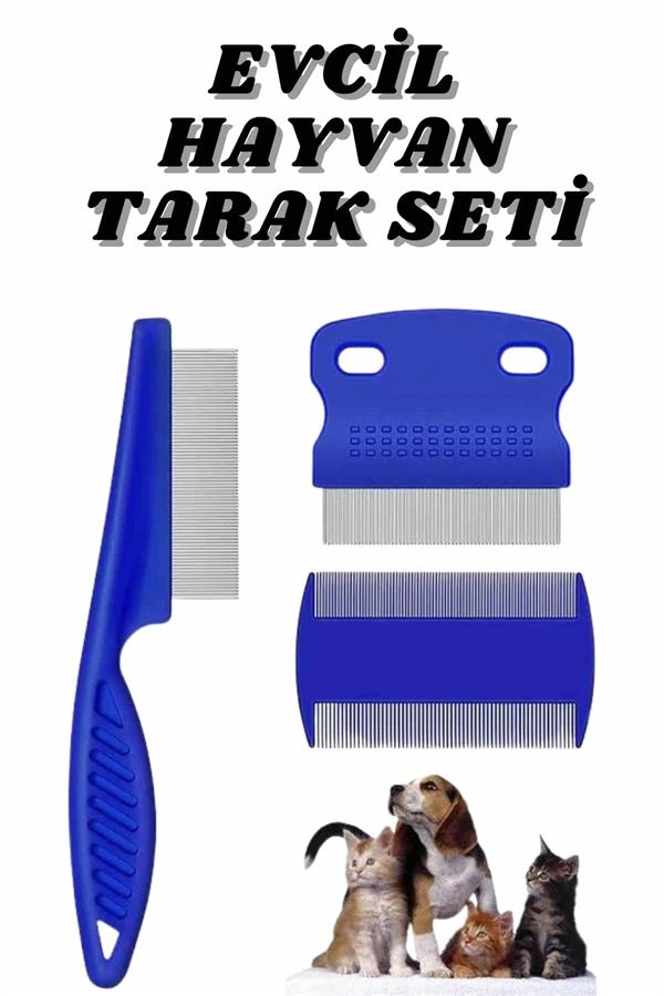 Evcil Hayvan Bit Tarağı Seti Paslanmaz Çelik Bıçaklı 4'lü Set ( Lisinya )