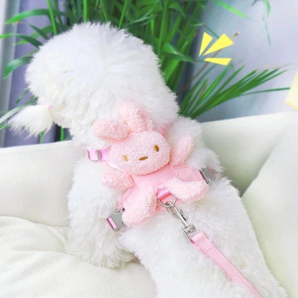 Evcil Hayvan Peluş Ayıcıklı Göğüs Gezdirme Tasması Set ( Lisinya )