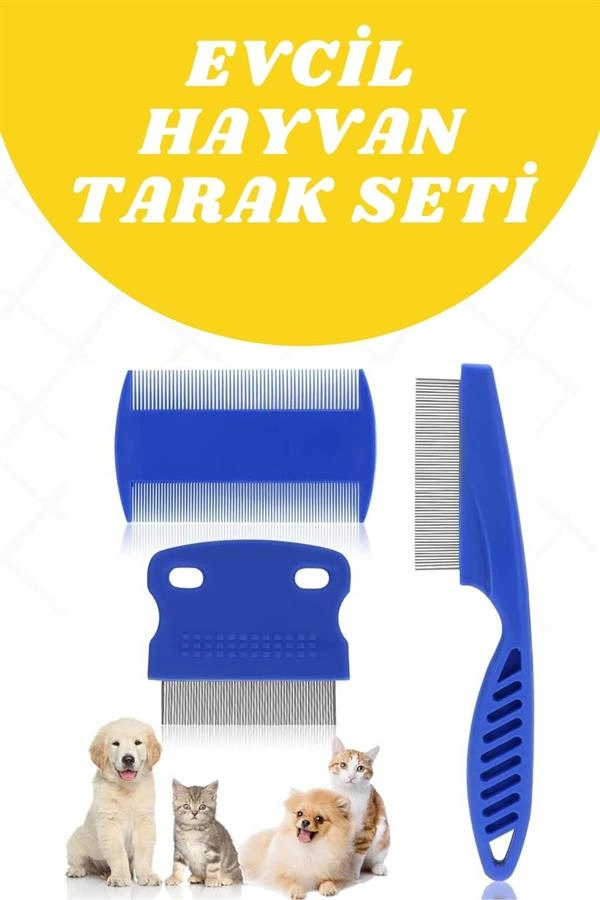 Evcil Hayvan Tarak Seti 4'lü Bit Tarağı Ked Köpek Tüyüne Uygun ( Lisinya )