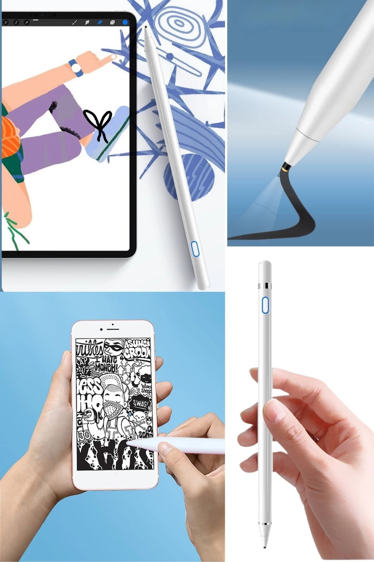 Evrensel Tablet Ve Dokunmatik Telefonlarla Uyumlu Hassas Çizim Ve Tasarım Kalemi ( Lisinya )