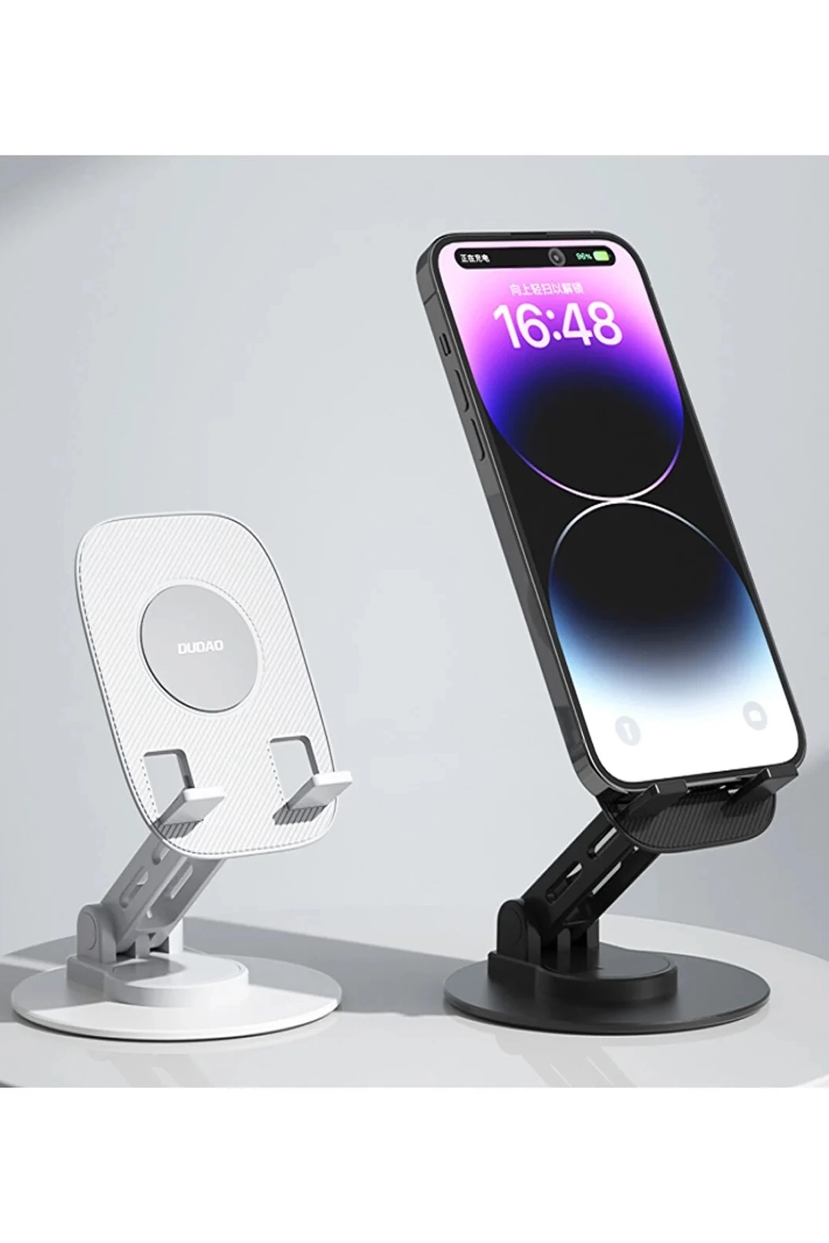 F17s  Masaüstü Telefon Tutucu Döner Tabanı Alüminyum Paslanmaz Çelik Katlanabilir ( Lisinya )