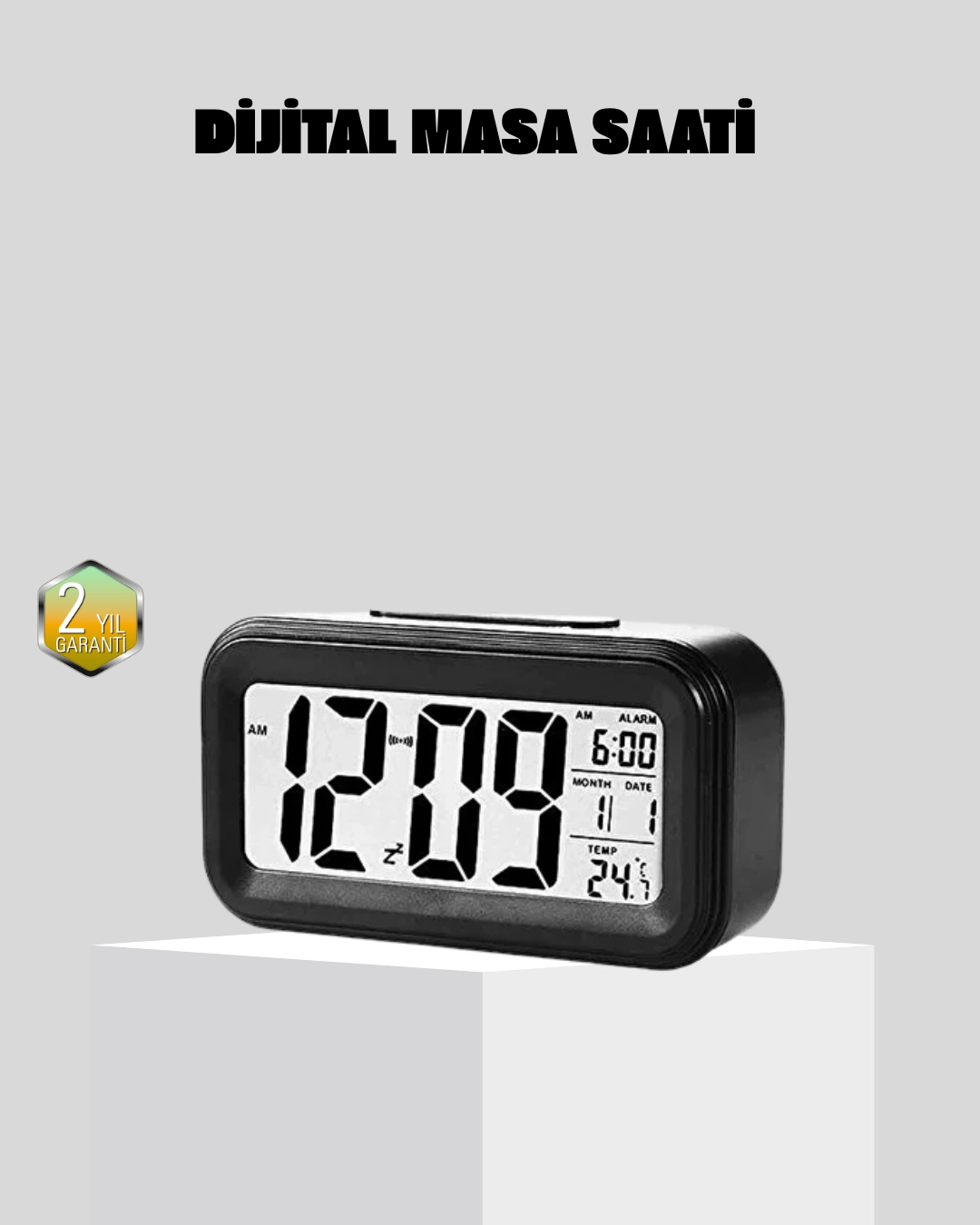 Fotoselli Dijital Masa Saati Aydınlatmalı Alarm Ve Tarih Göstergeli ( Lisinya )