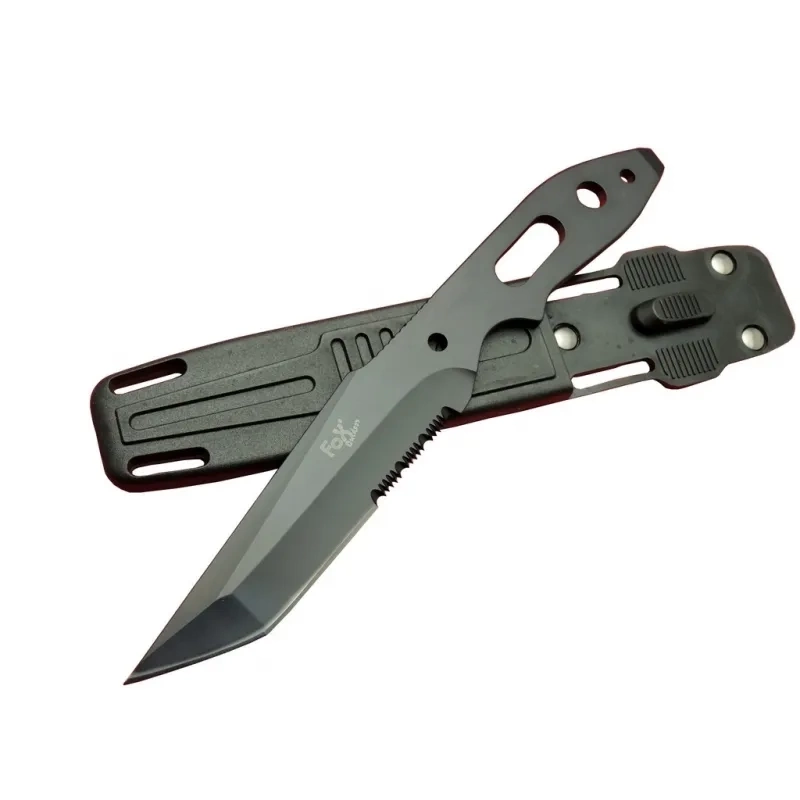 Fox A13 Siyah, Testereli Outdoor Kamp Bıçak 22 Cm - Komple Metal, Kılıflı ( Lisinya ) Fox A13 Siyah, Testereli Outdoor Kamp Bıçak 22 Cm - Komple Metal, Kılıflı ( Lisinya )