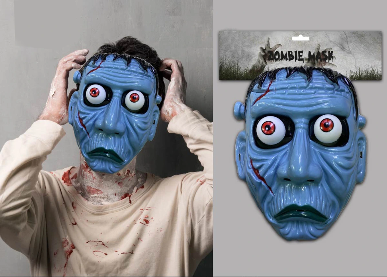 Frankenstein Temalı Sallanan Oynar Gözlü Maske ( Lisinya )