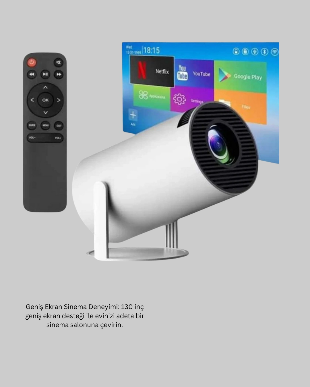 Full Hd 4k Destekli Akıllı Projeksiyon – 130 İnç Ekran, Uzun Ömürlü Ampul Ve Çoklu Giriş ( Lisinya )