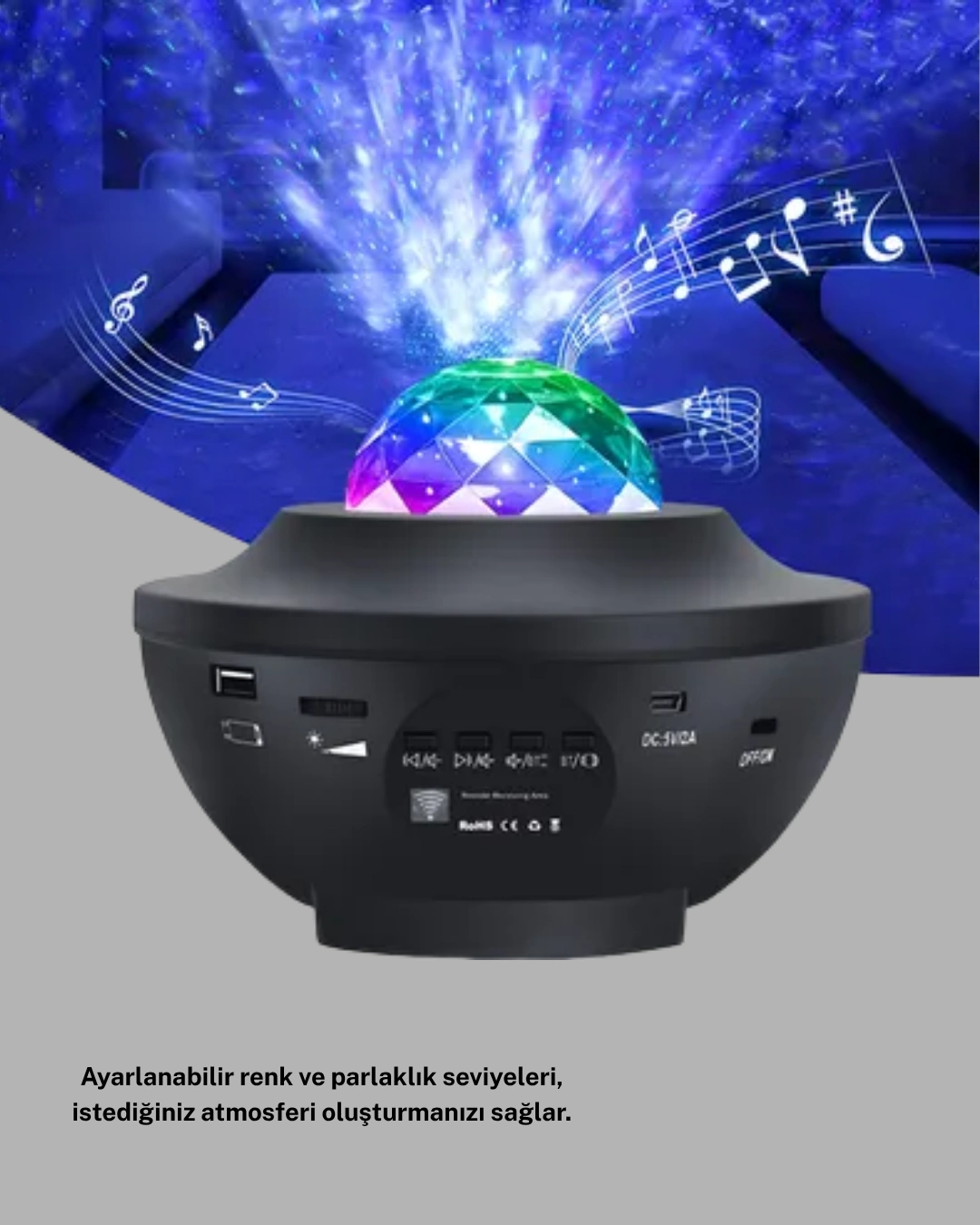 Galaxy Yıldız Projektör Çok Renkli Ayarlı Parlaklık Uzay Atmosfer Işığı ( Lisinya )