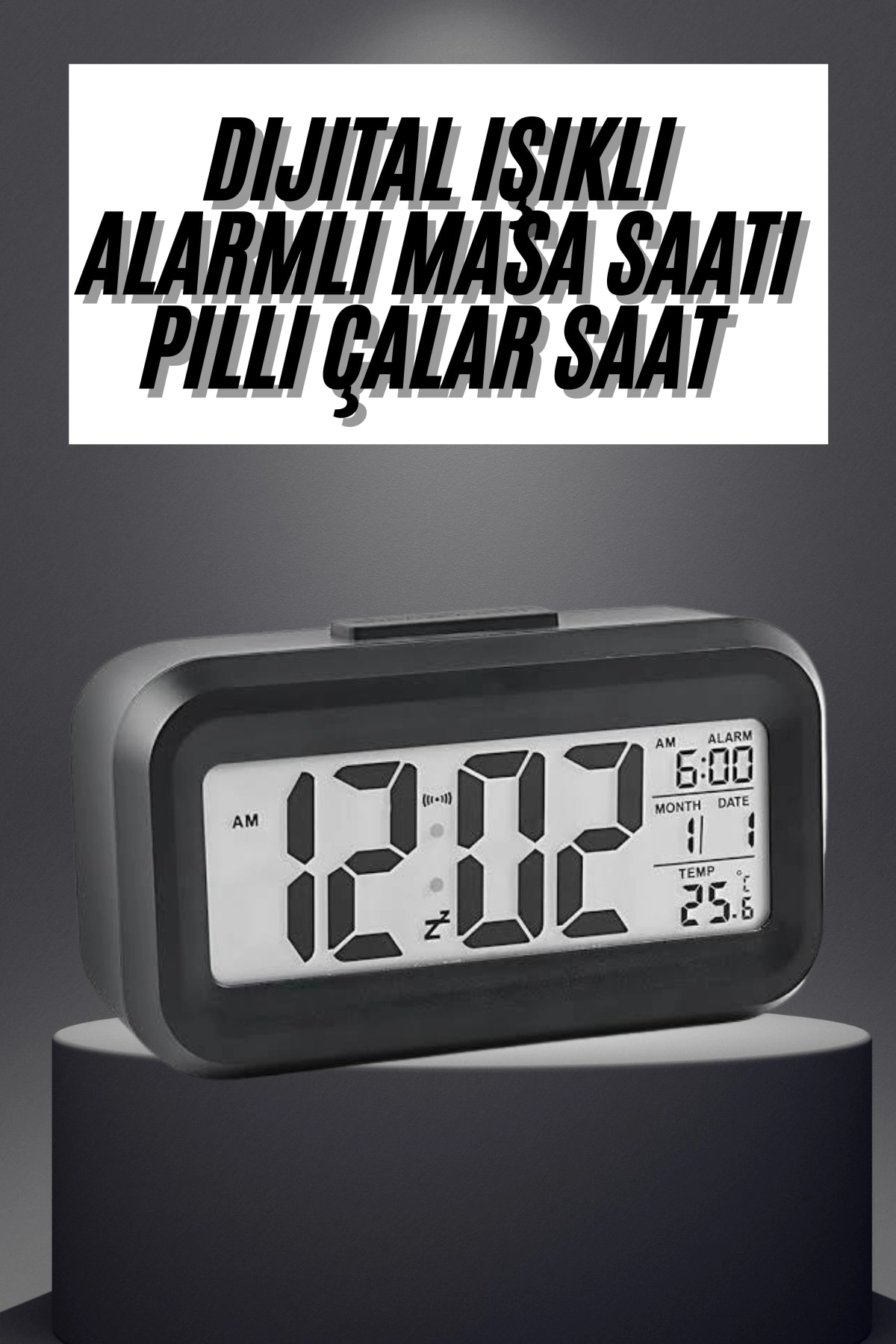 Gece Dijital Masa Saati Dijital Alarmlı Led Ekran Pilli Çalar Saat ( Lisinya )