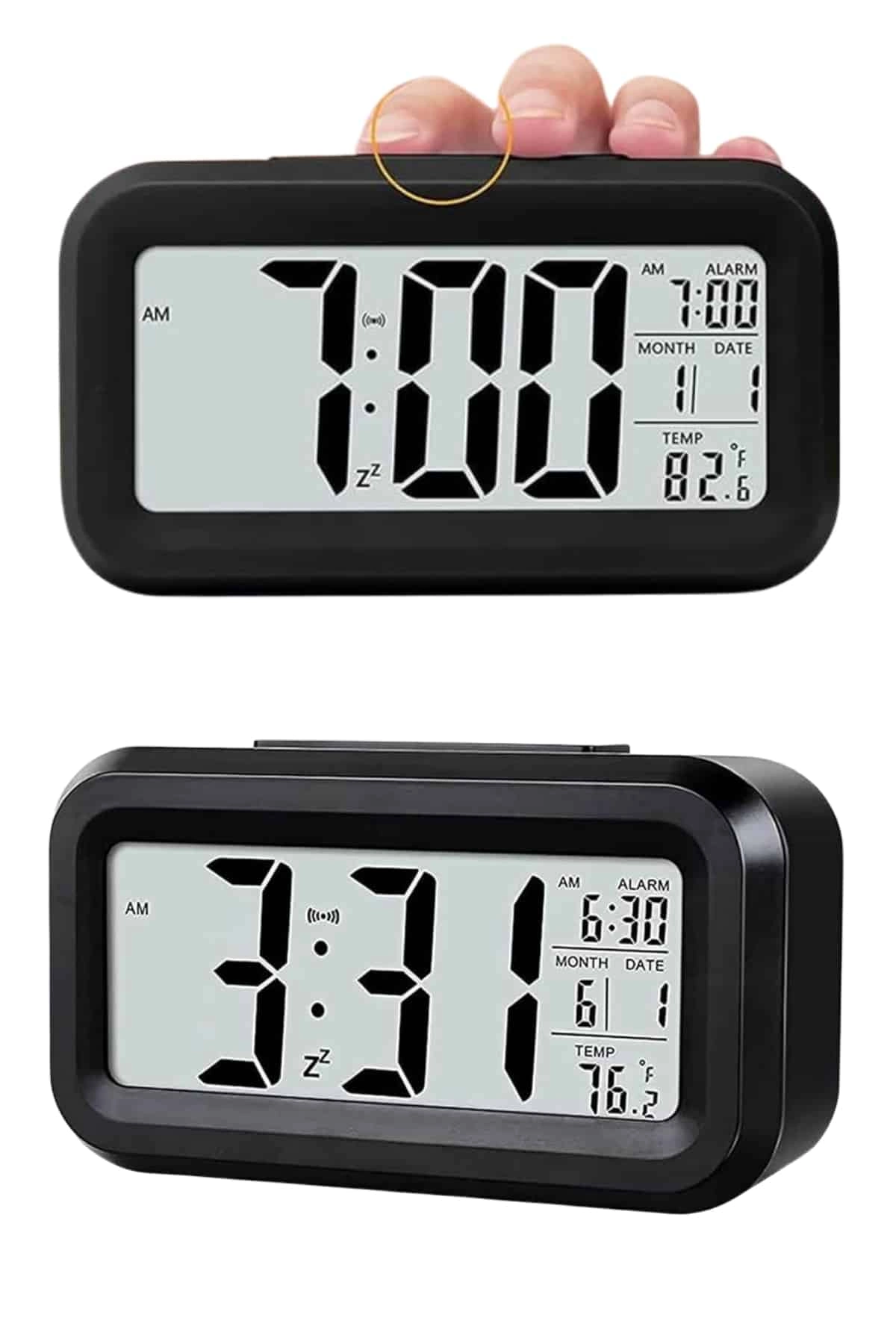 Gece Dijital Masa Saati Dijital Alarmlı Led Ekran Pilli Çalar Saat ( Lisinya )