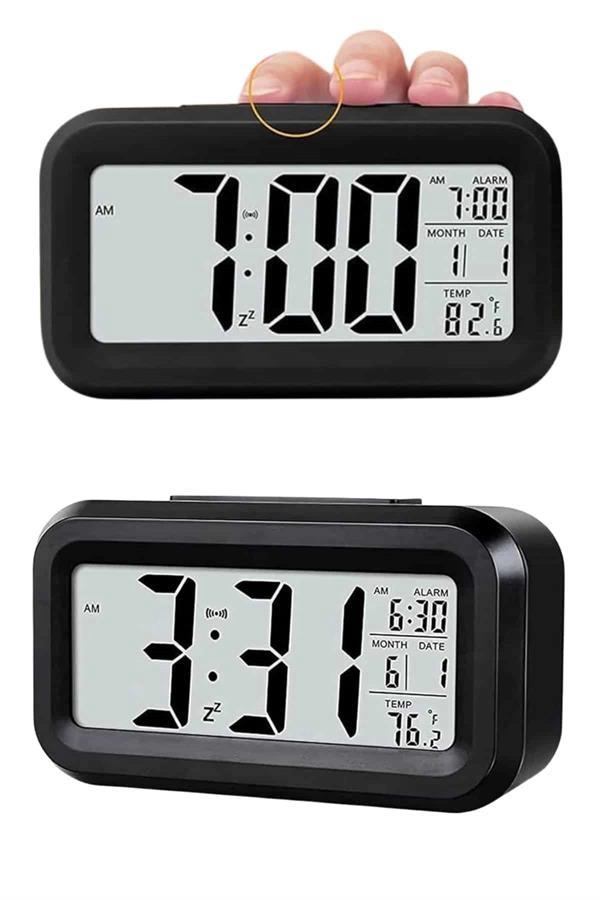 Gece Dijital Masa Saati Dijital Alarmlı Led Ekran Pilli Çalar Saat ( Lisinya )