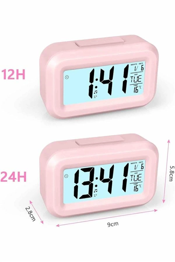 Gece Dijital Masa Saati Dijital Alarmlı Led Ekran Pilli Çalar Saat ( Lisinya )