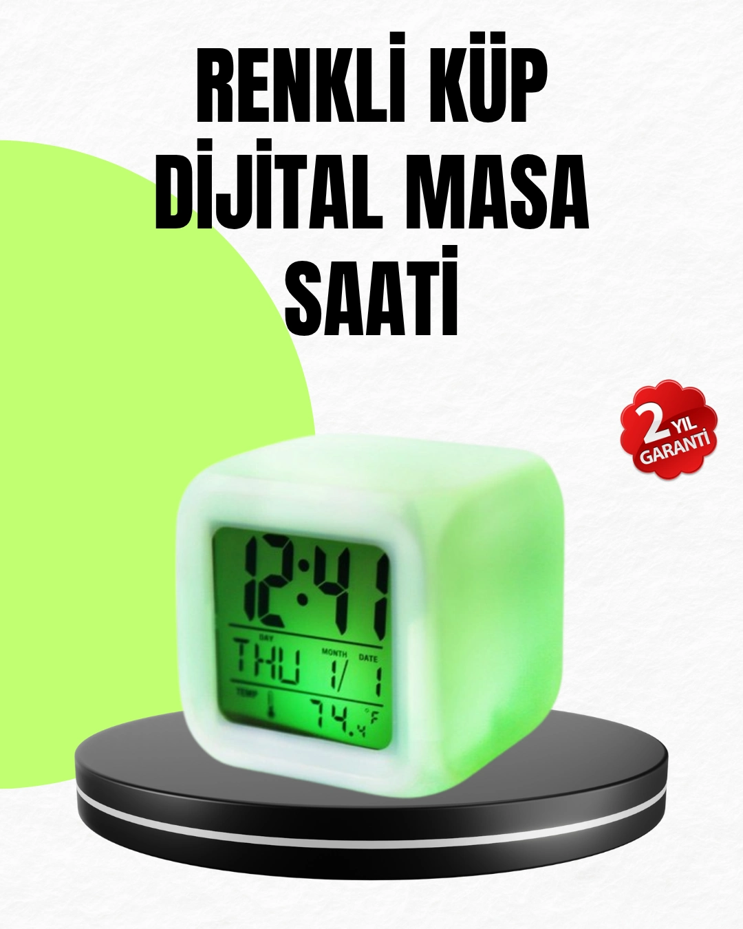 Gece Lambası Fonksiyonlu Renk Değiştiren Led Küp Dijital Saat ( Lisinya )