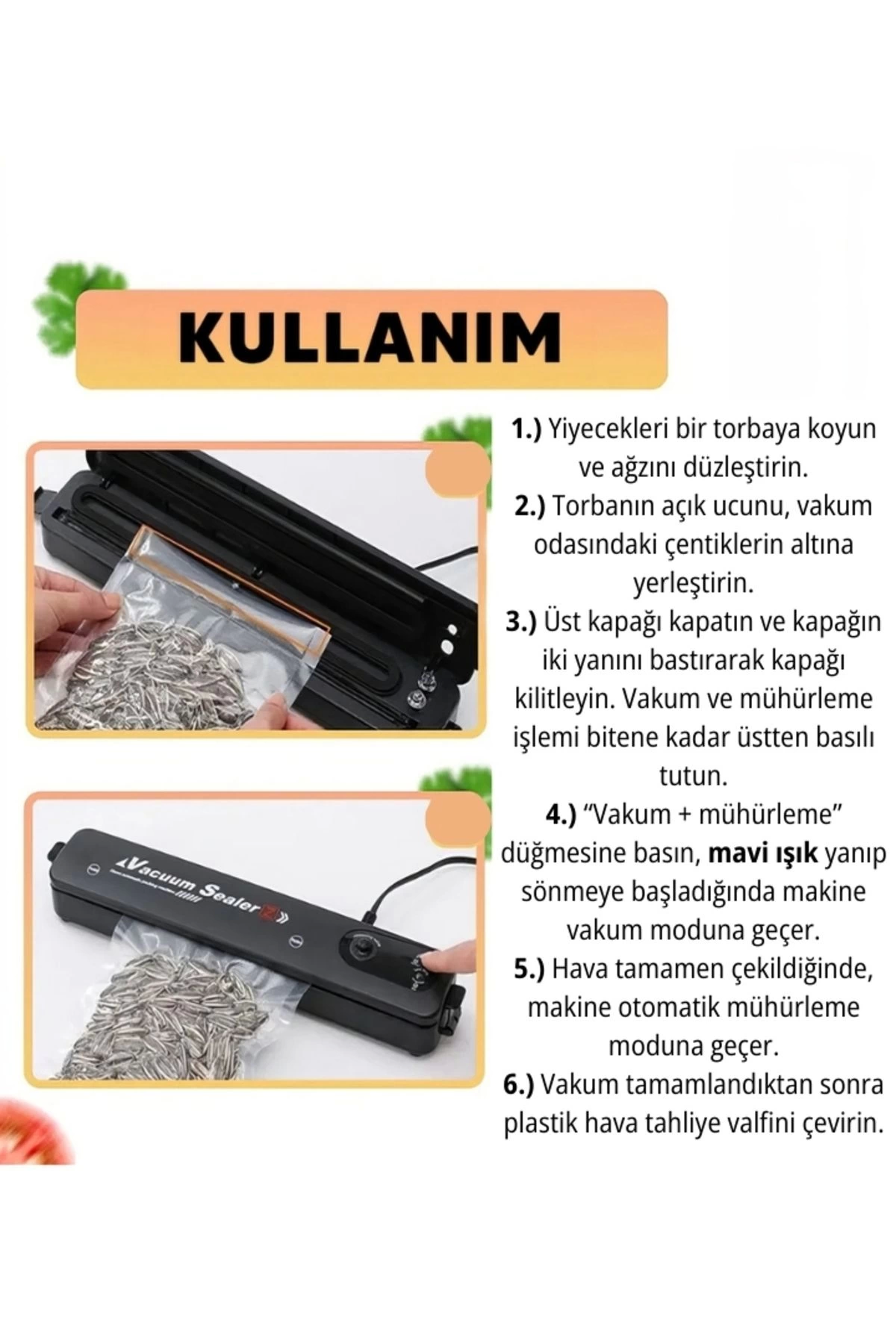 Gıda Vakum Ve Mühürleme Makinesi- Yiyecek Tazeliği Koruma Ev Ve Restoran İçin ( Lisinya ) Gıda Vakum Ve Mühürleme Makinesi- Yiyecek Tazeliği Koruma Ev Ve Restoran İçin ( Lisinya )