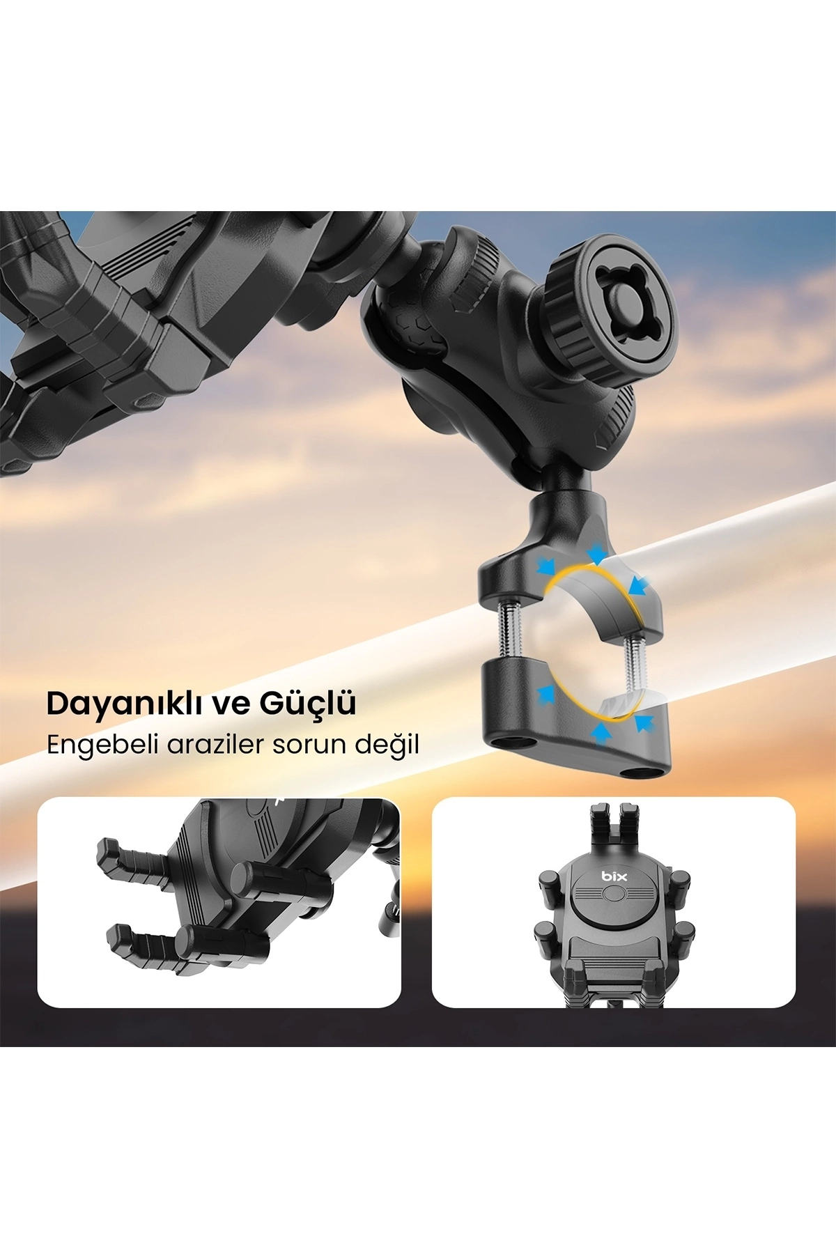 Gidon Bağlantılı Güneş Ve Yağmur Korumalı 360° Derece Ayarlanabilir Motosiklet Bisiklet Telefon Tutucu ( Lisinya )