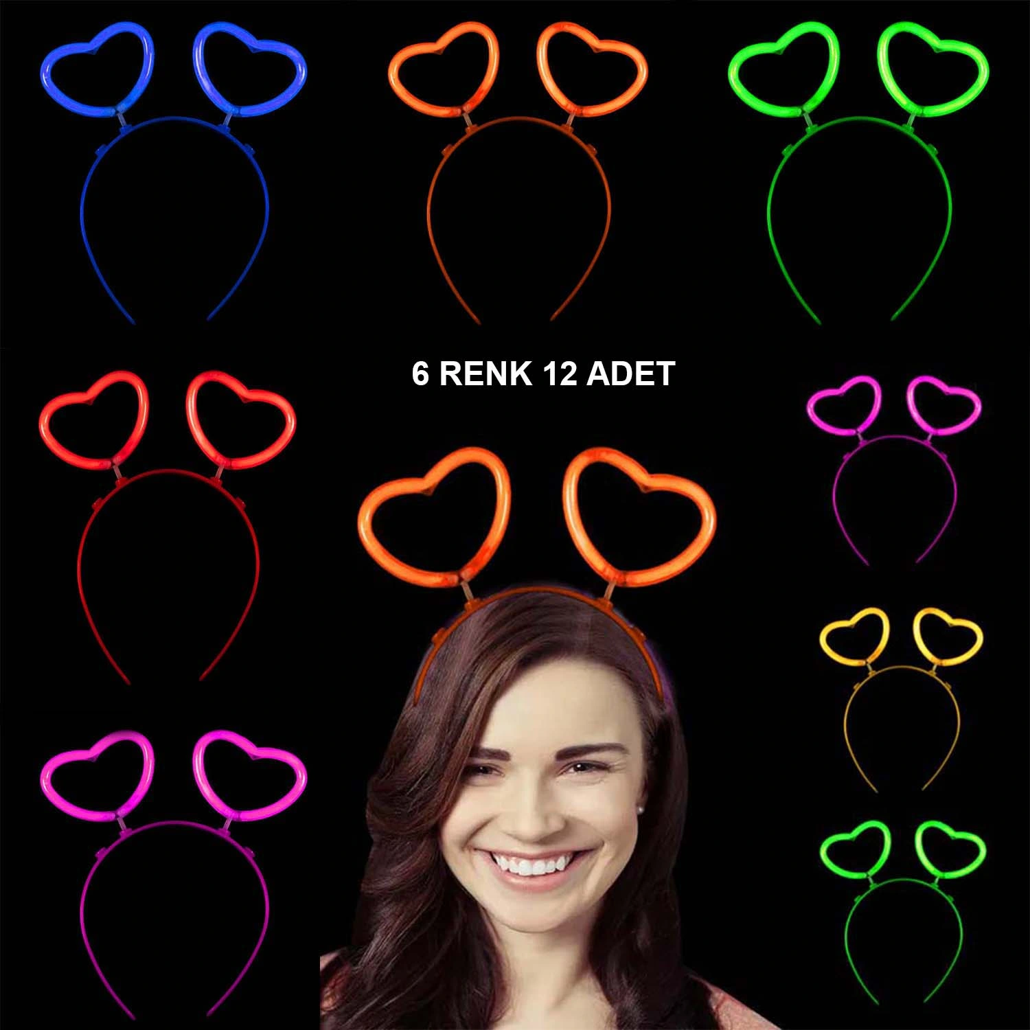 Glow Stick Karanlıkta Yanan Fosforlu Kalp Taç 12 Adet ( Lisinya ) Glow Stick Karanlıkta Yanan Fosforlu Kalp Taç 12 Adet ( Lisinya )