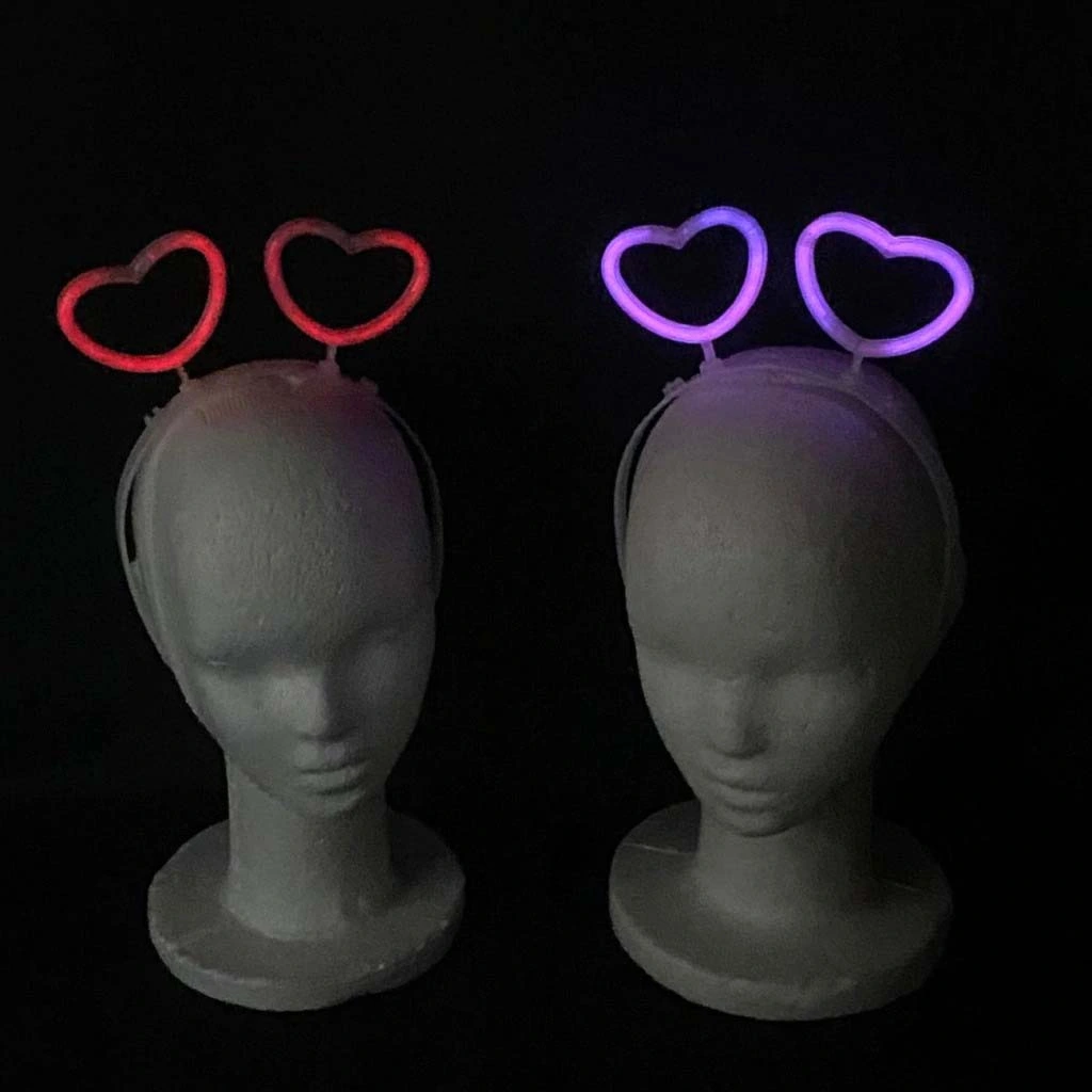 Glow Stick Karanlıkta Yanan Fosforlu Kalp Taç 12 Adet ( Lisinya )